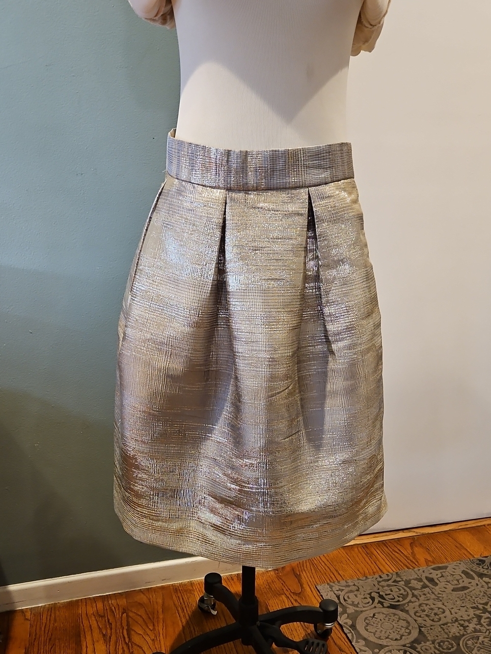 Simply Styled Silver Metallic A-Line Skirt 0263